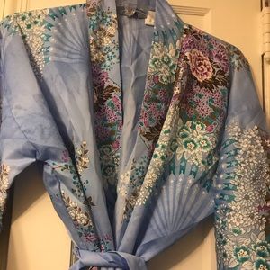Floral Blue Kimono Robe